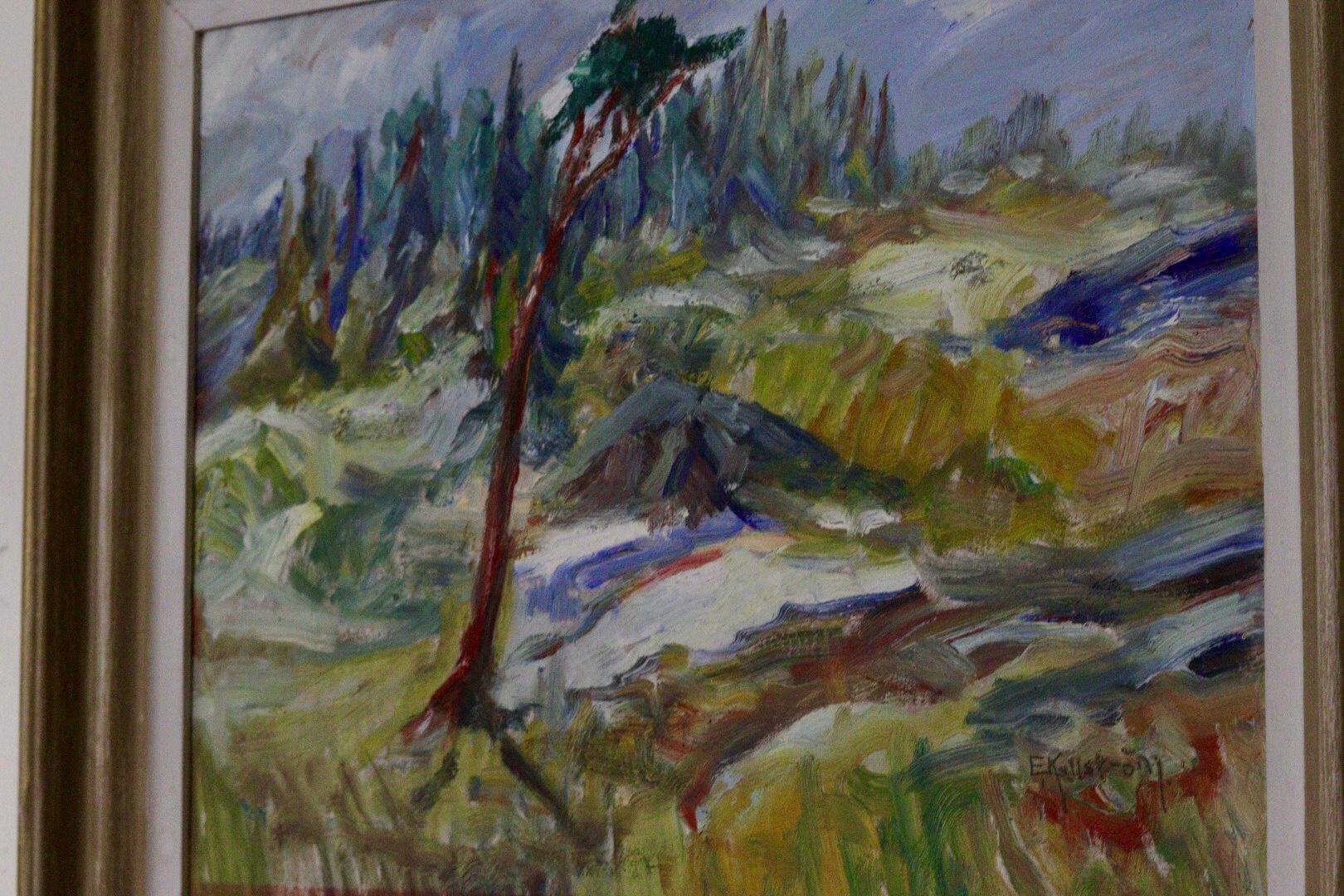Framed oil on panel "Landscape", Sweden mid 20th century