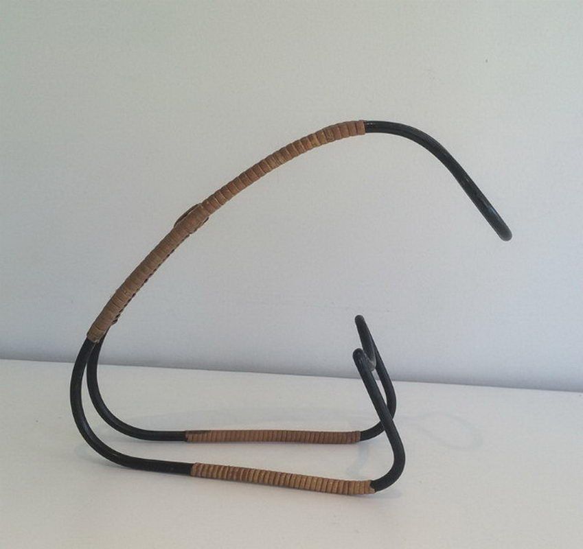 Lacquered metal and rattan bottle holder
