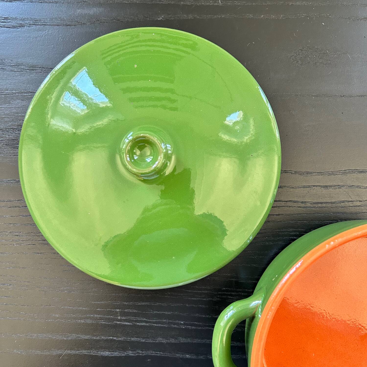 Green ceramic soup tureen