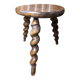 Charles Dudouyt style tripod milking stool vintage twisted wood #a583