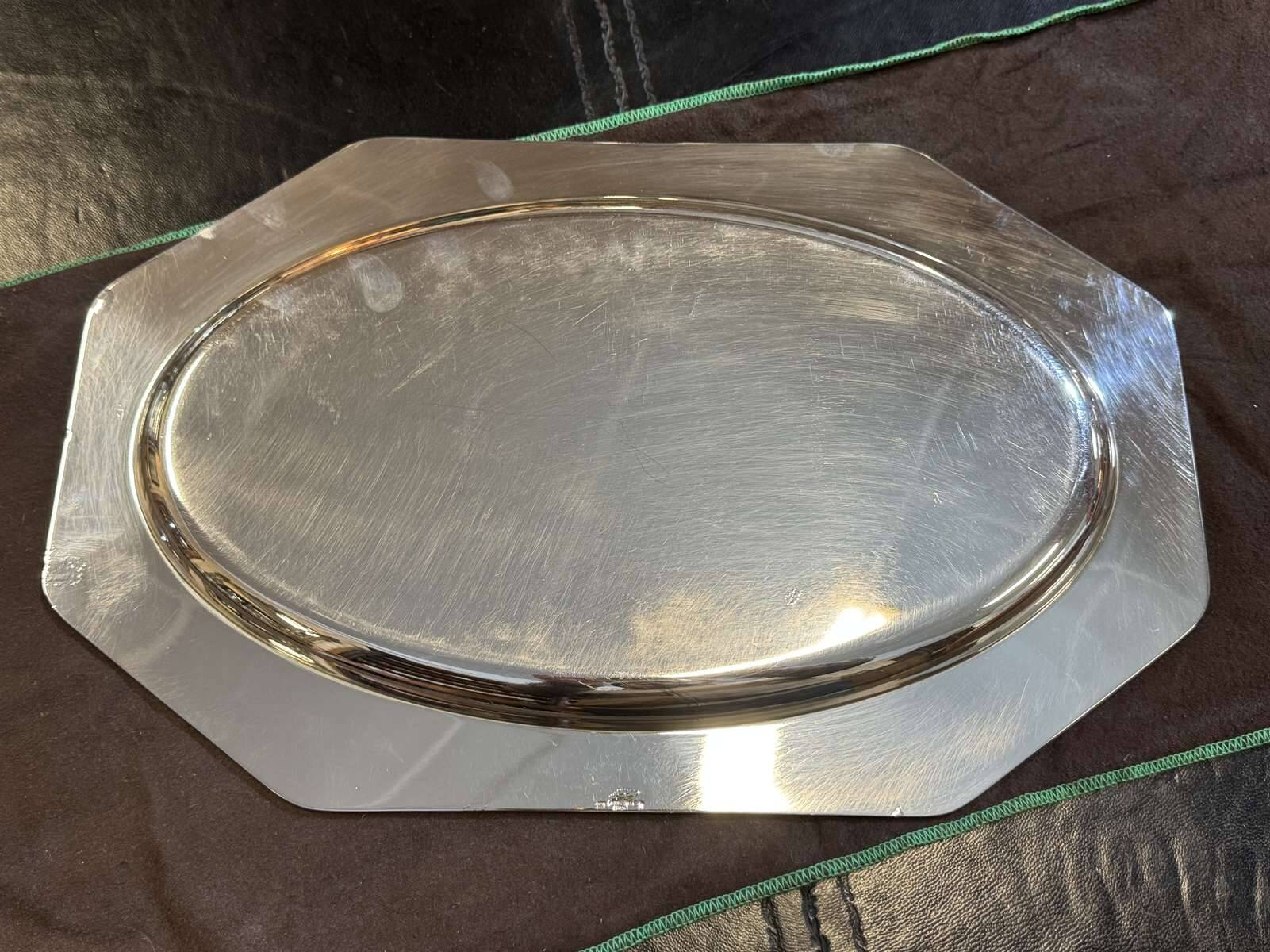 Silver-plated metal tray Christofle model Villars