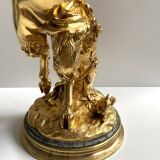 Sculpture, torchère "Jeune satyre" en bronze doré d'après Clodion