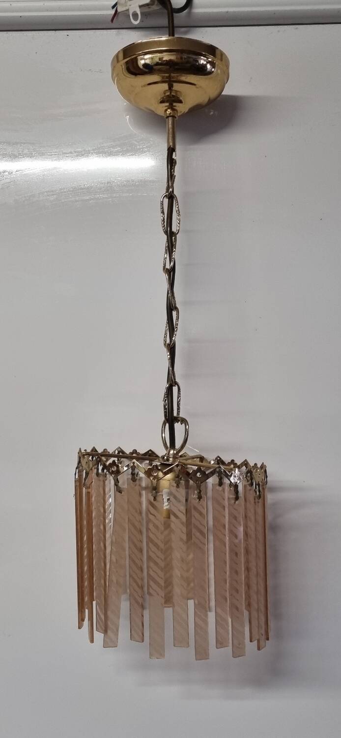 Suspension with pink glass pendants, 1980s