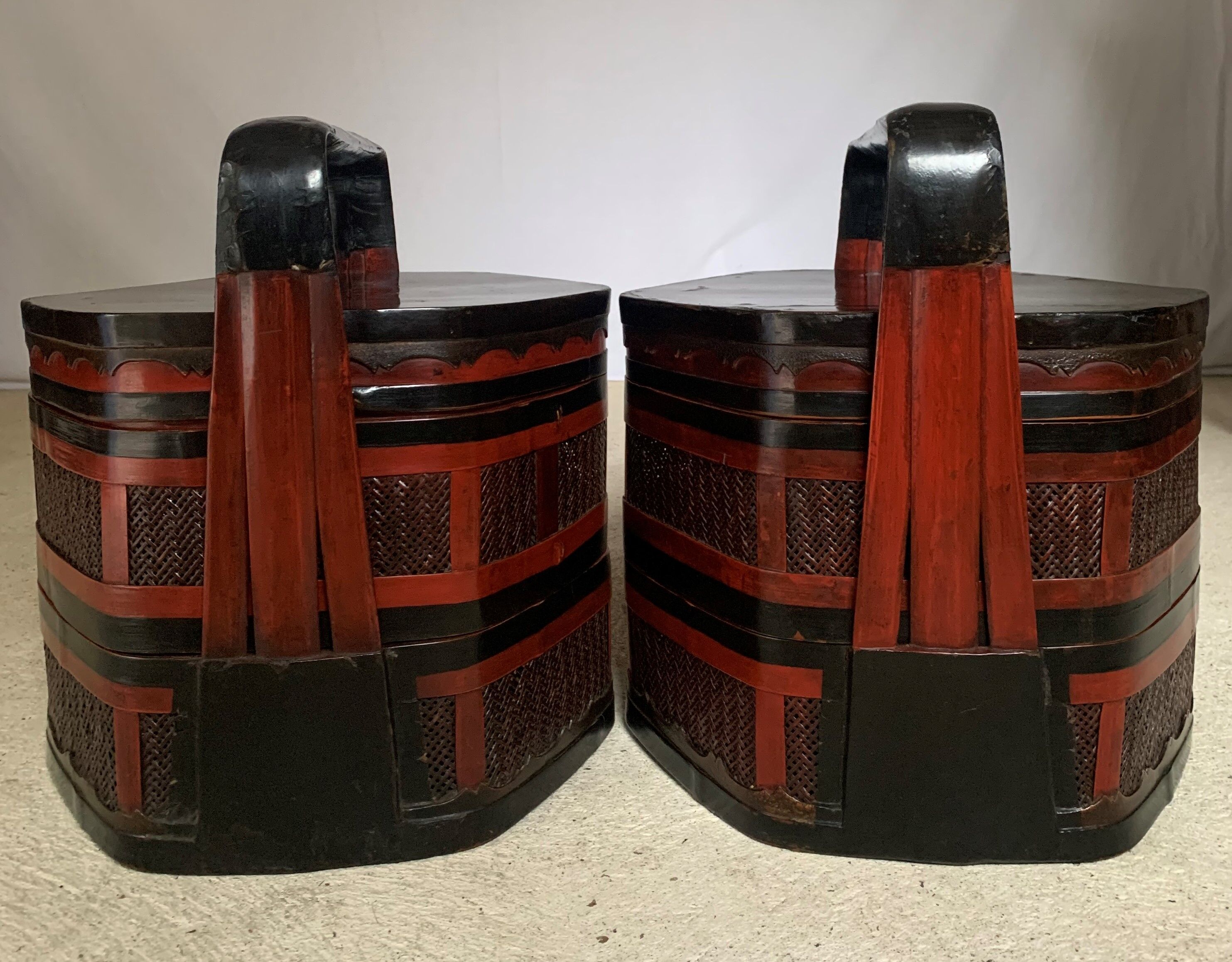 Paire de paniers chinois en bambou