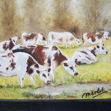 Oil on wood framed and signed Henri Merlet, 124x63 cm