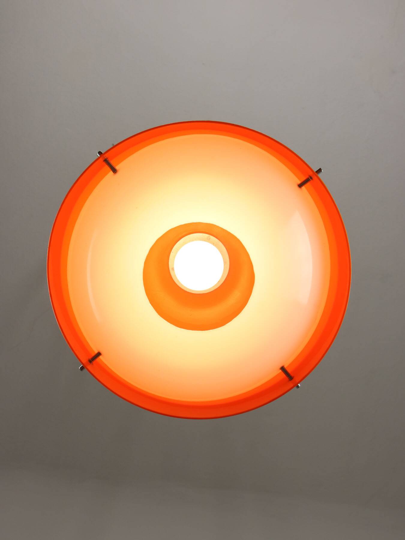 Italian space age orange plexiglass pendant lamp, 1970s