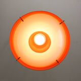 Italian space age orange plexiglass pendant lamp, 1970s