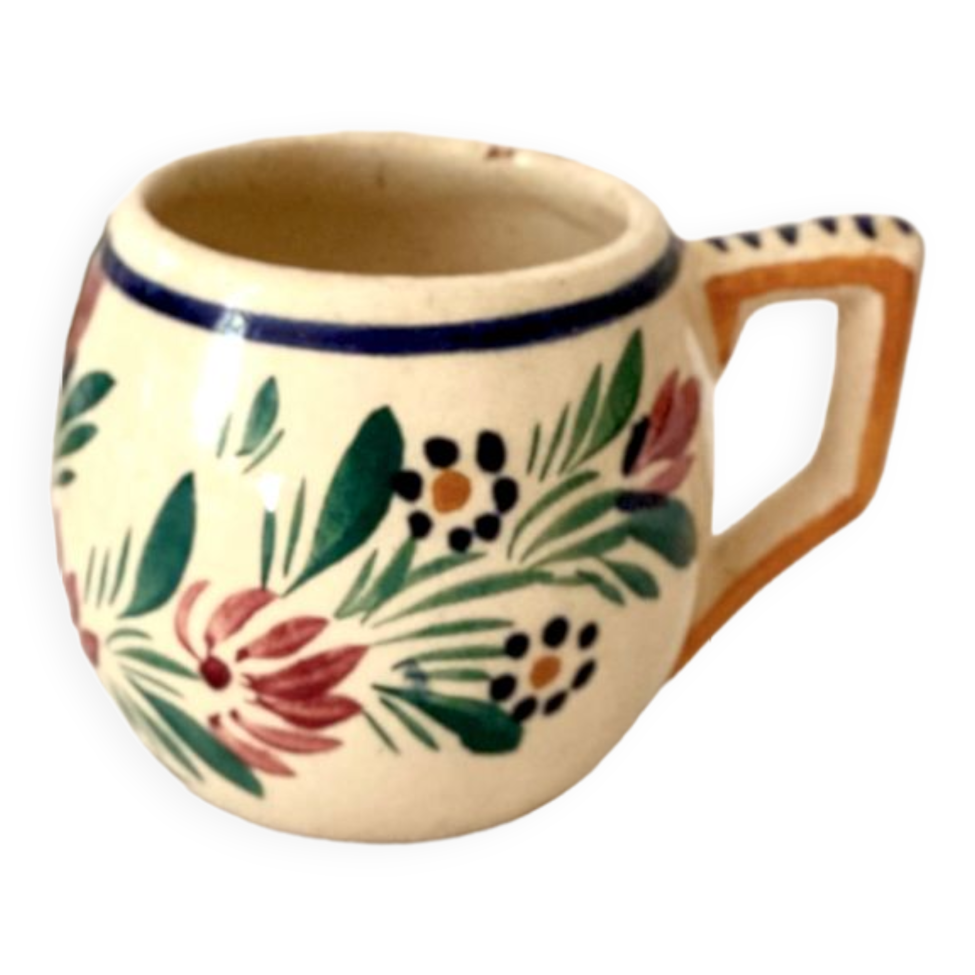 Quimper HB earthenware coffee cup