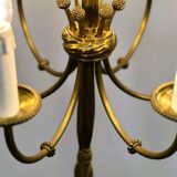 Vintage brass rope & tassel chandelier with 6 lights, France, 1950s