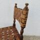 Spanish chair in oak with thick cognac leather straps, 1940s.