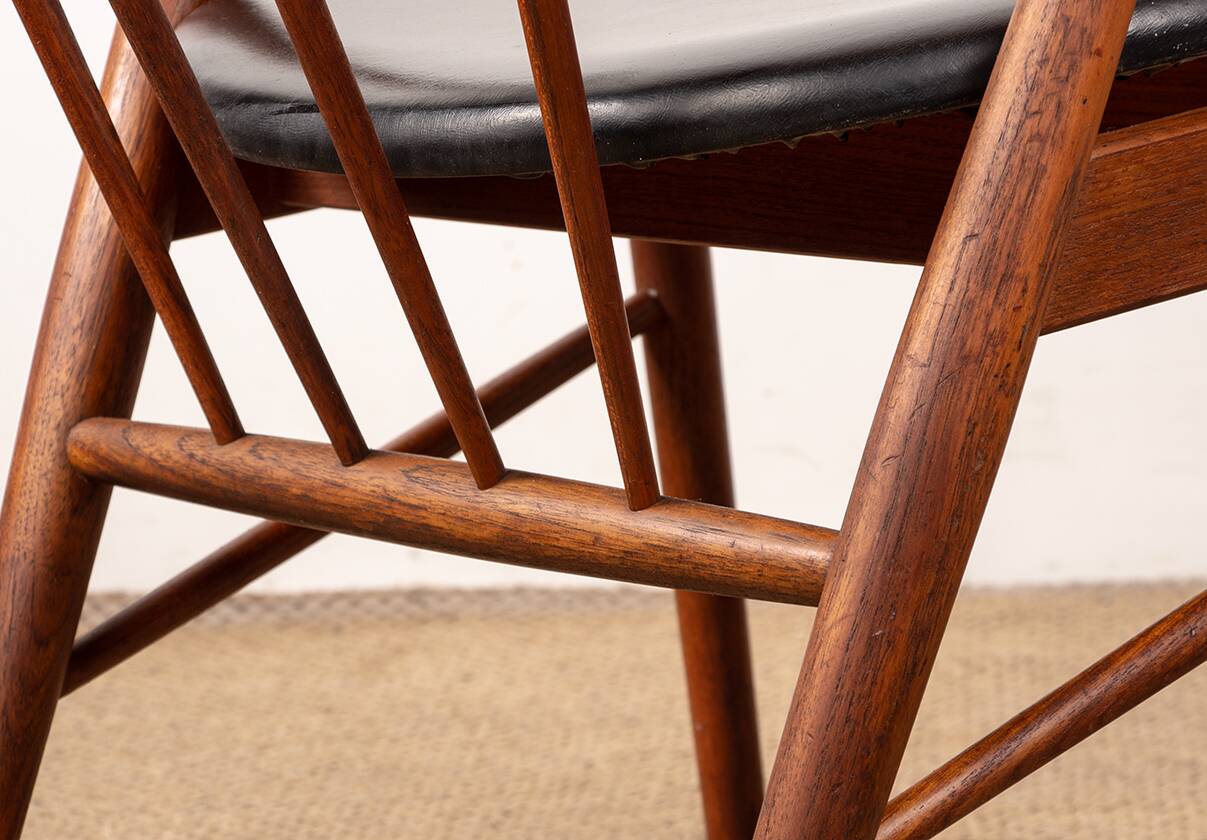 Danish armchairs in teak and skai by Helge Sibast for Sibast 1955.