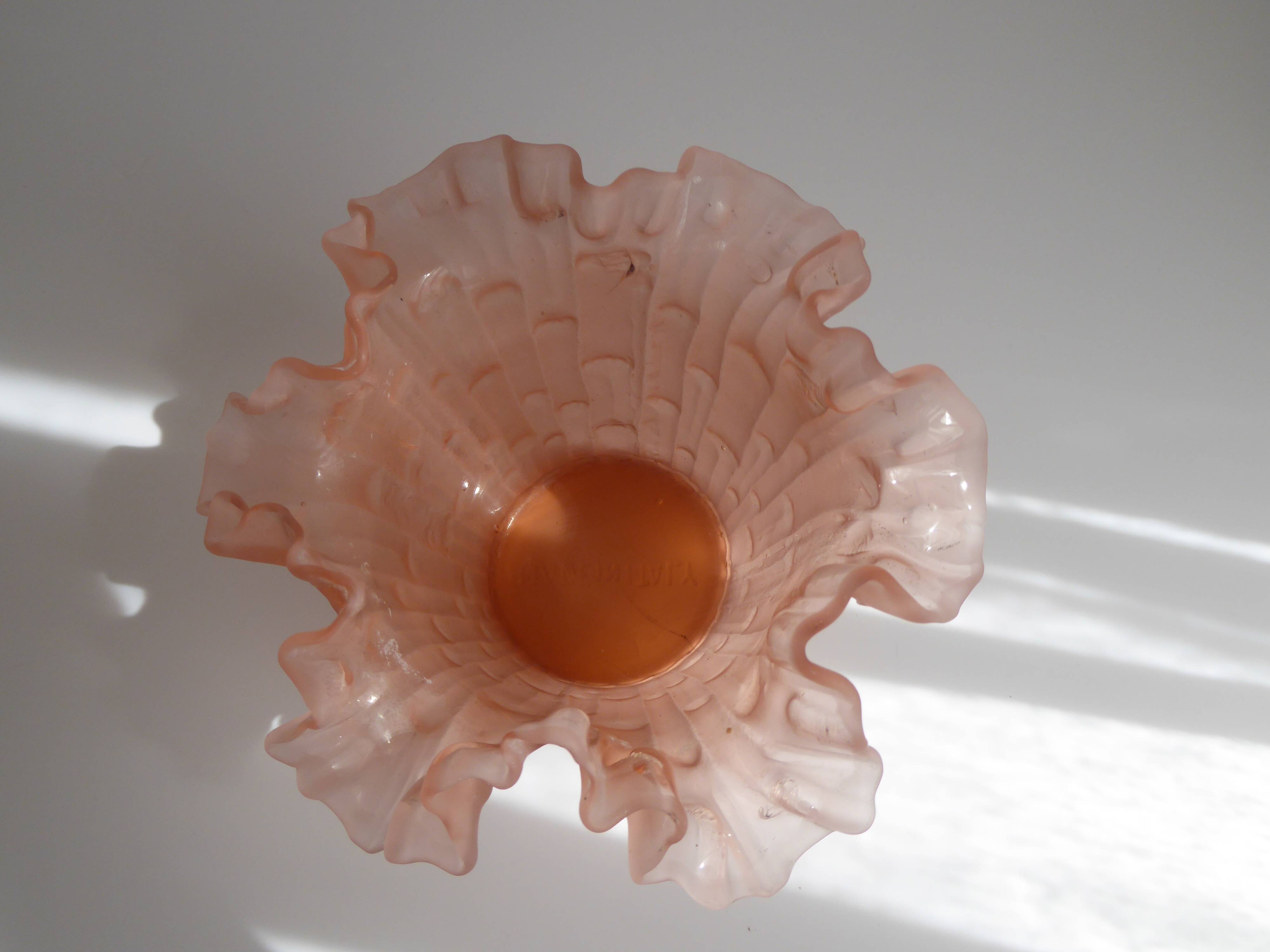 Pink frosted glass vase