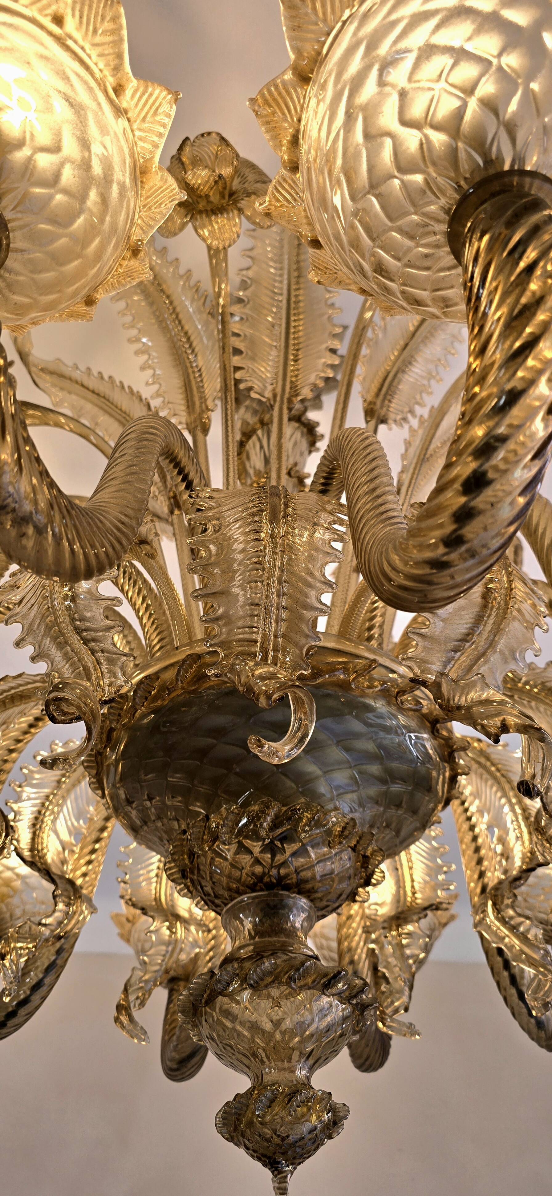 Large Murano glass chandelier – 12 lights – early 20th century