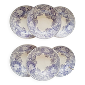 6 Deep Plates Terre de Fer Sarreguemines U&C Geranium Model 19th century, purple color