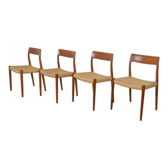 Mid-century dining chairs model 77 by Niels Otto Møller for J.L. Møllers, 1960s, Set of 4