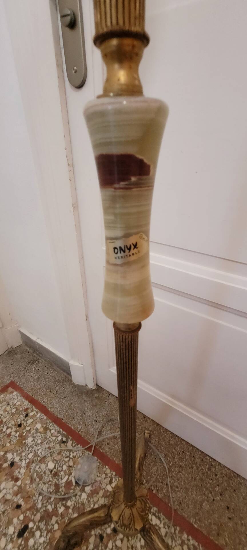 Antique brass and onyx floor lamp - classic style