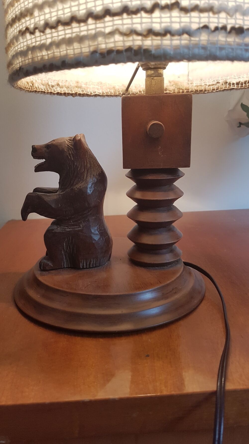 Lampe ours en bois