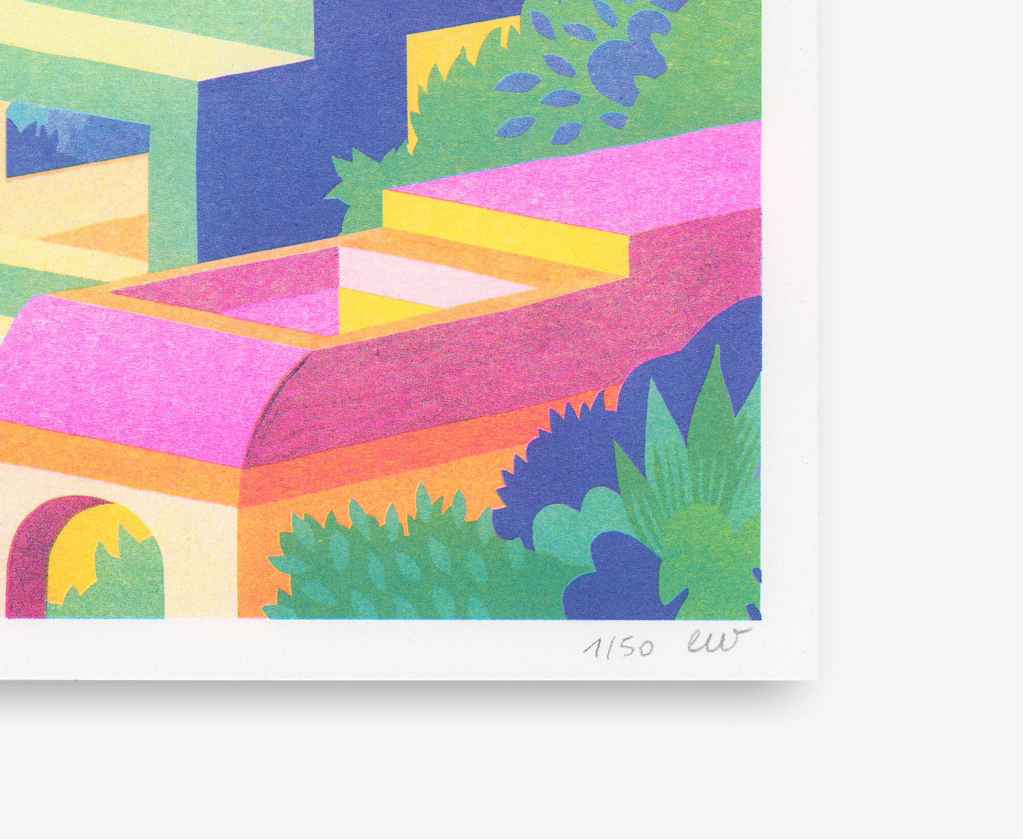 Illustration A4, houses, in risography