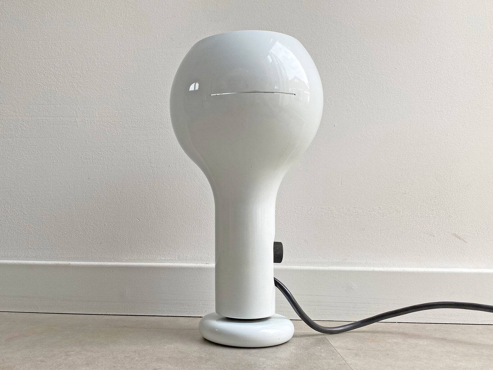 Vintage white metal O'luce table lamp Flash by Joe Colombo - Italian Design