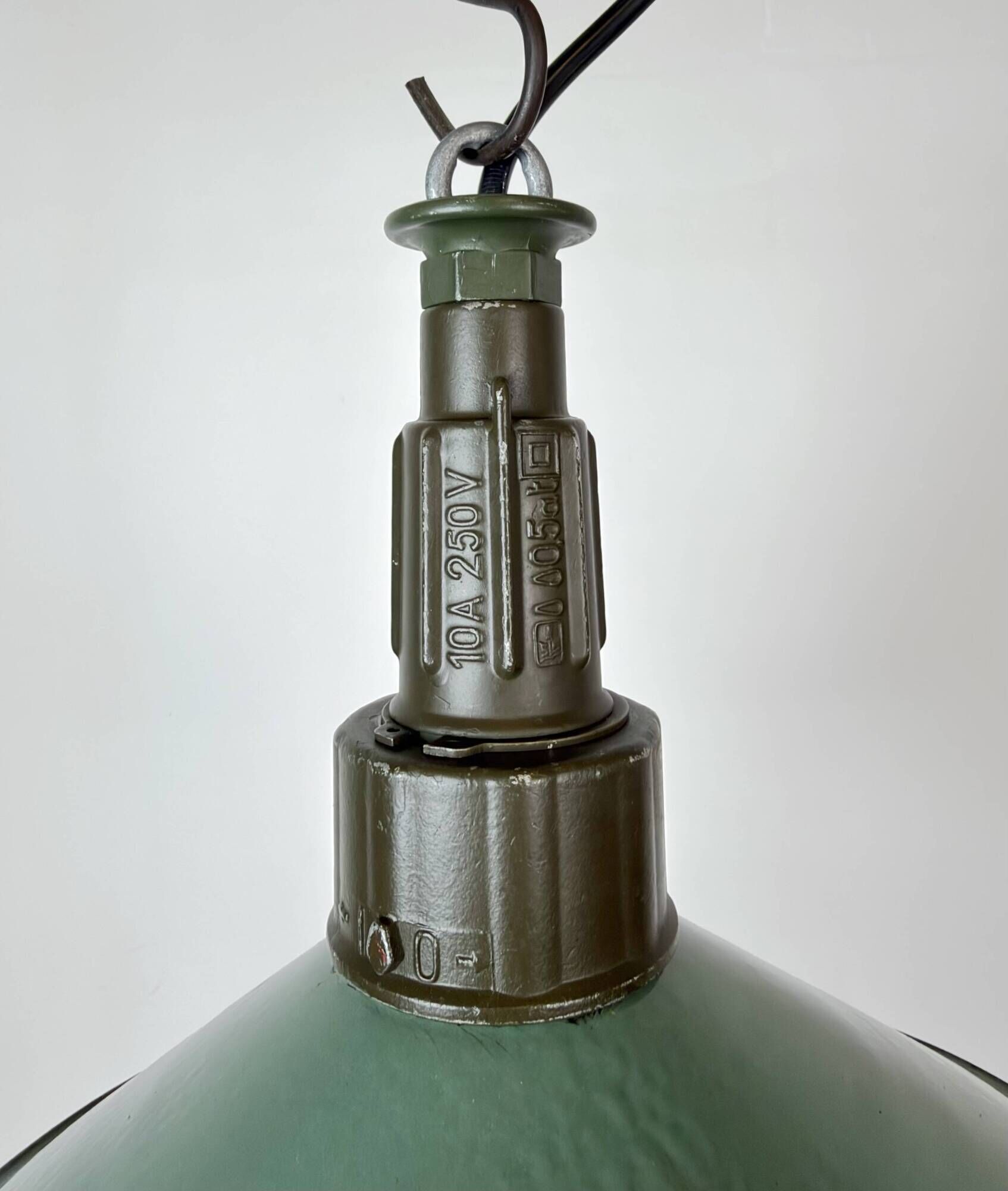 Industrial Petrol Enamel Military Pendant Lamp with Cast Aluminium Top