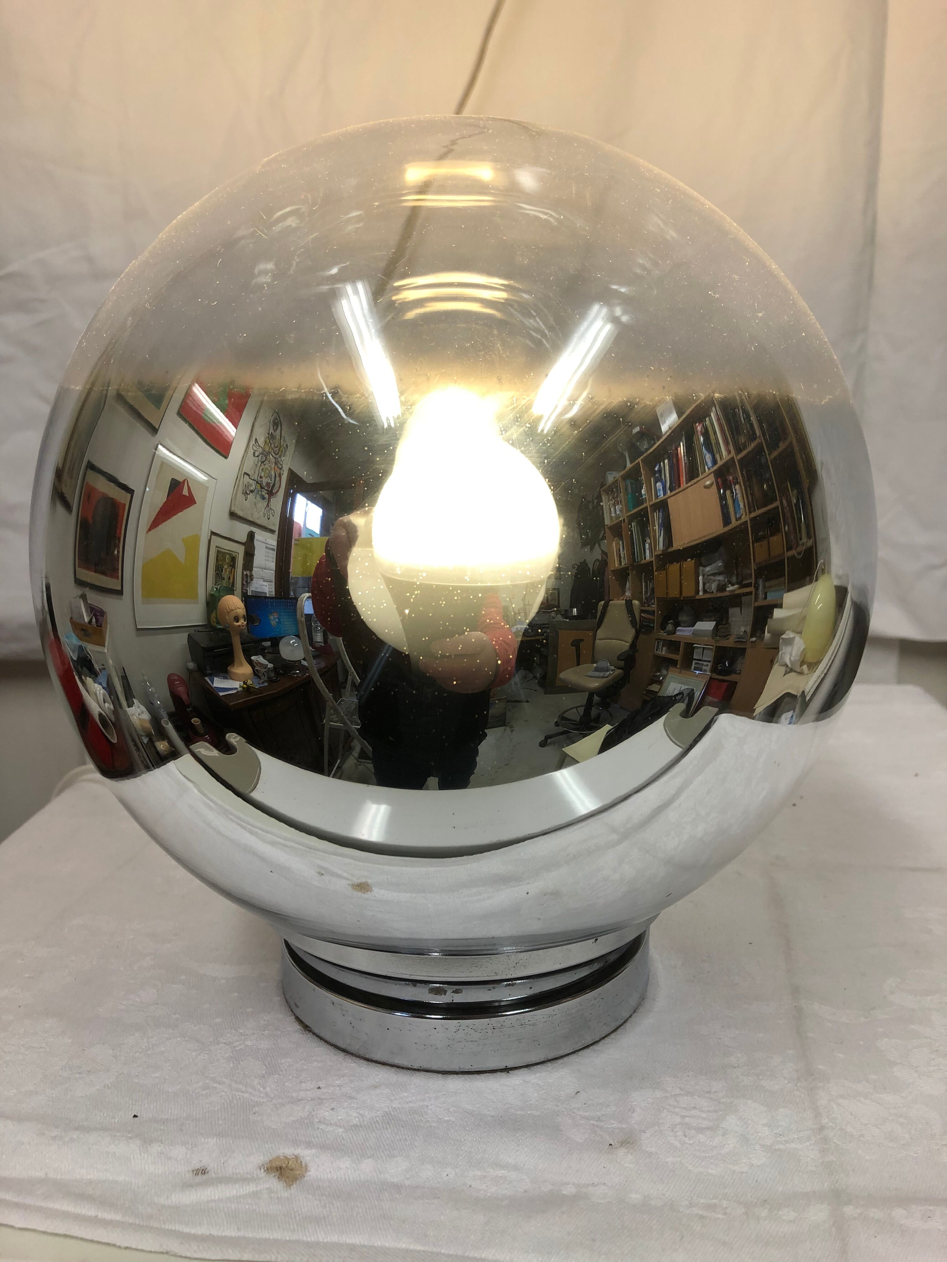 Silver glass ball lamp 1970