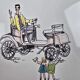 Set of 3 vintage Gien trivets – Retro car, child & couple design