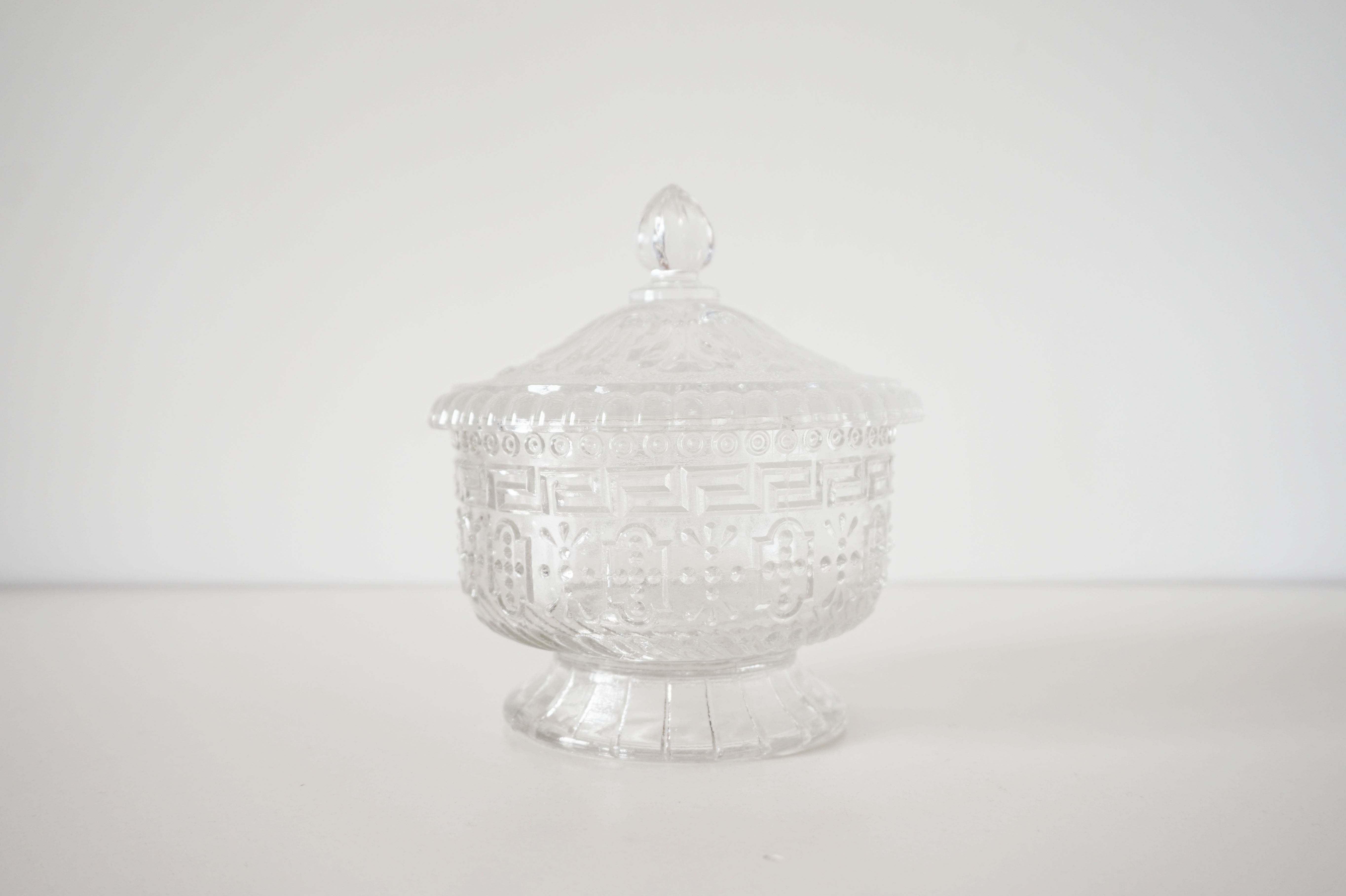 Old chiseled glass candy box