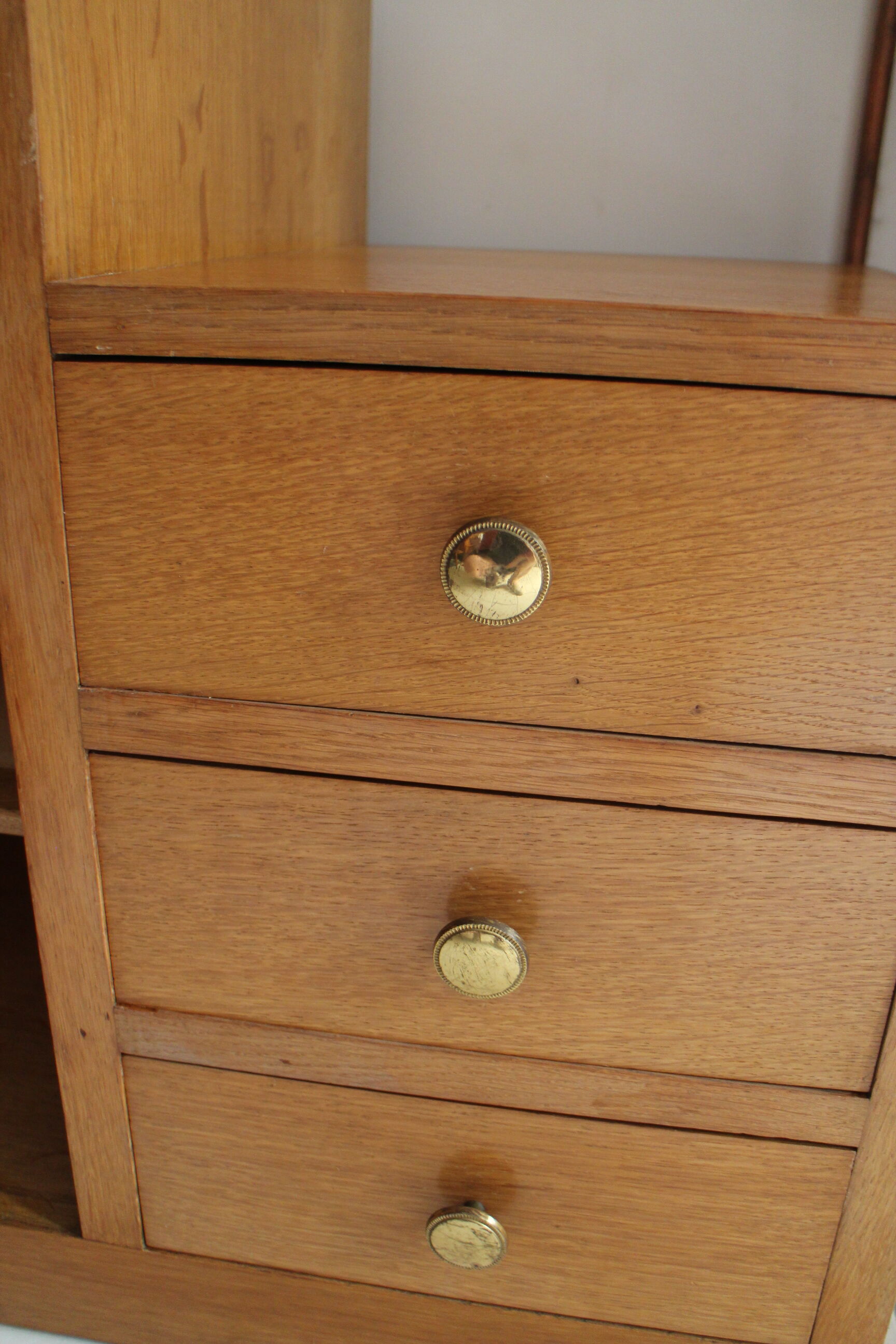 Asymmetrical chest of drawers light oak 1950