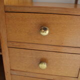 Asymmetrical chest of drawers light oak 1950