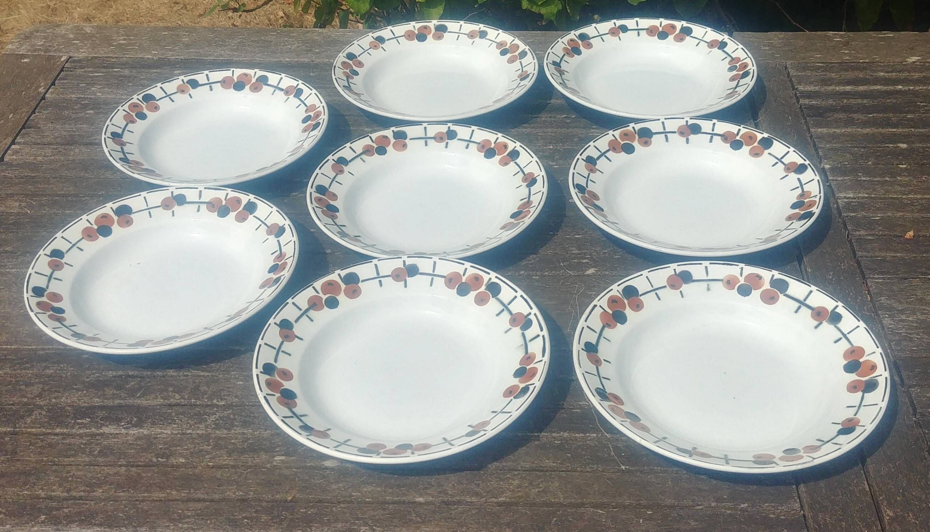 Set of eight ironstone soup plates from the Saint Amand earthenware factory