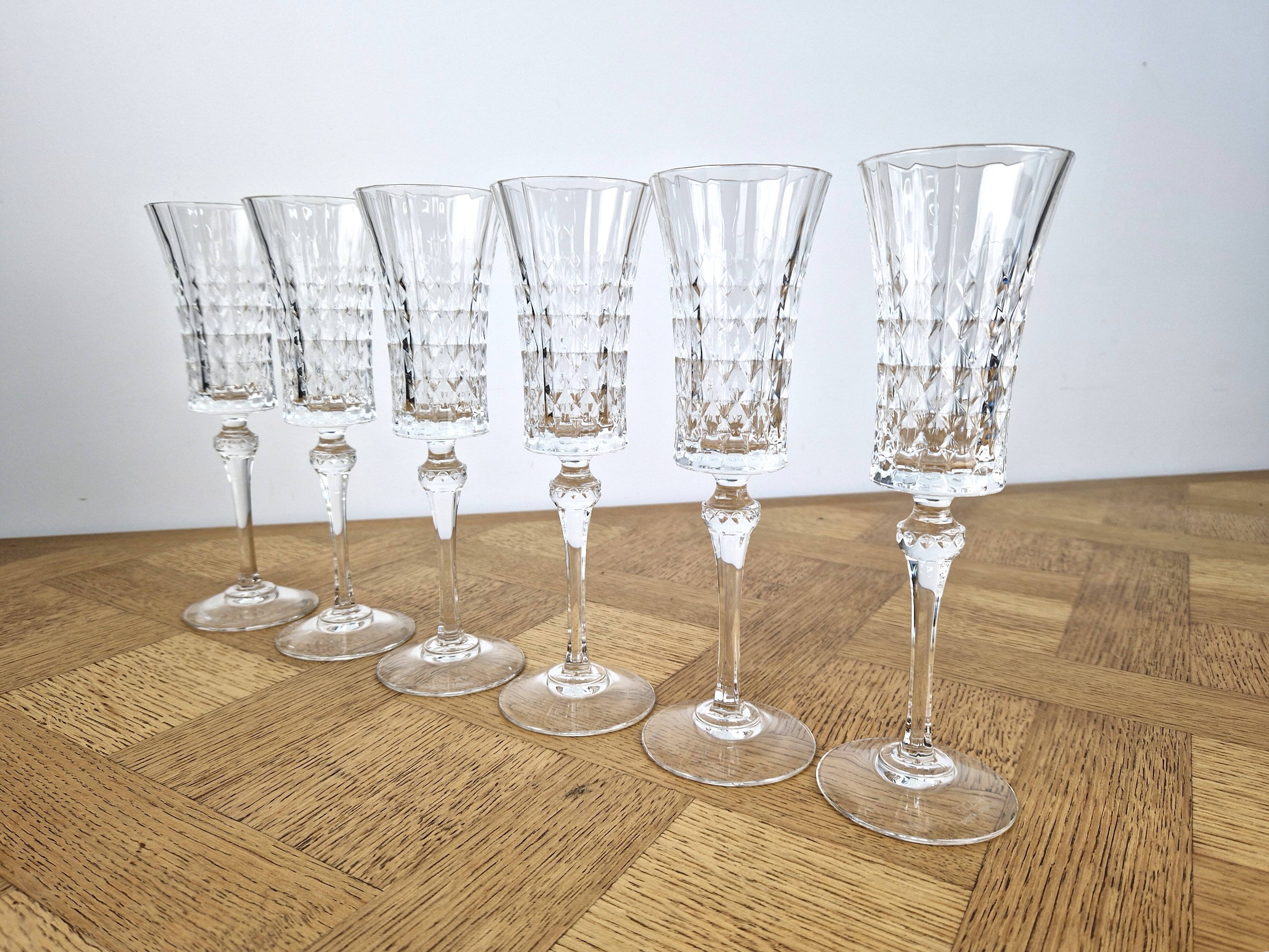 6 champagne flutes 15cl Lady Diamond Cristal d'Arques