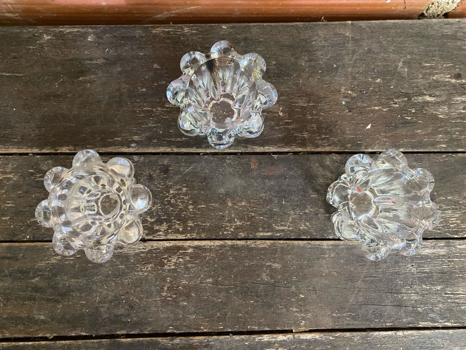 Series 3 Glass Moulded Candle Holders 1970s