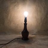 Turned wooden bedside lamp foot