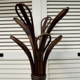 Free-standing rattan coat rack