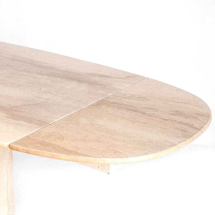 Vintage dining table with travertine extensions. Italy, 1990s