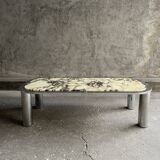 Italian marble and chrome coffee table, 1970s