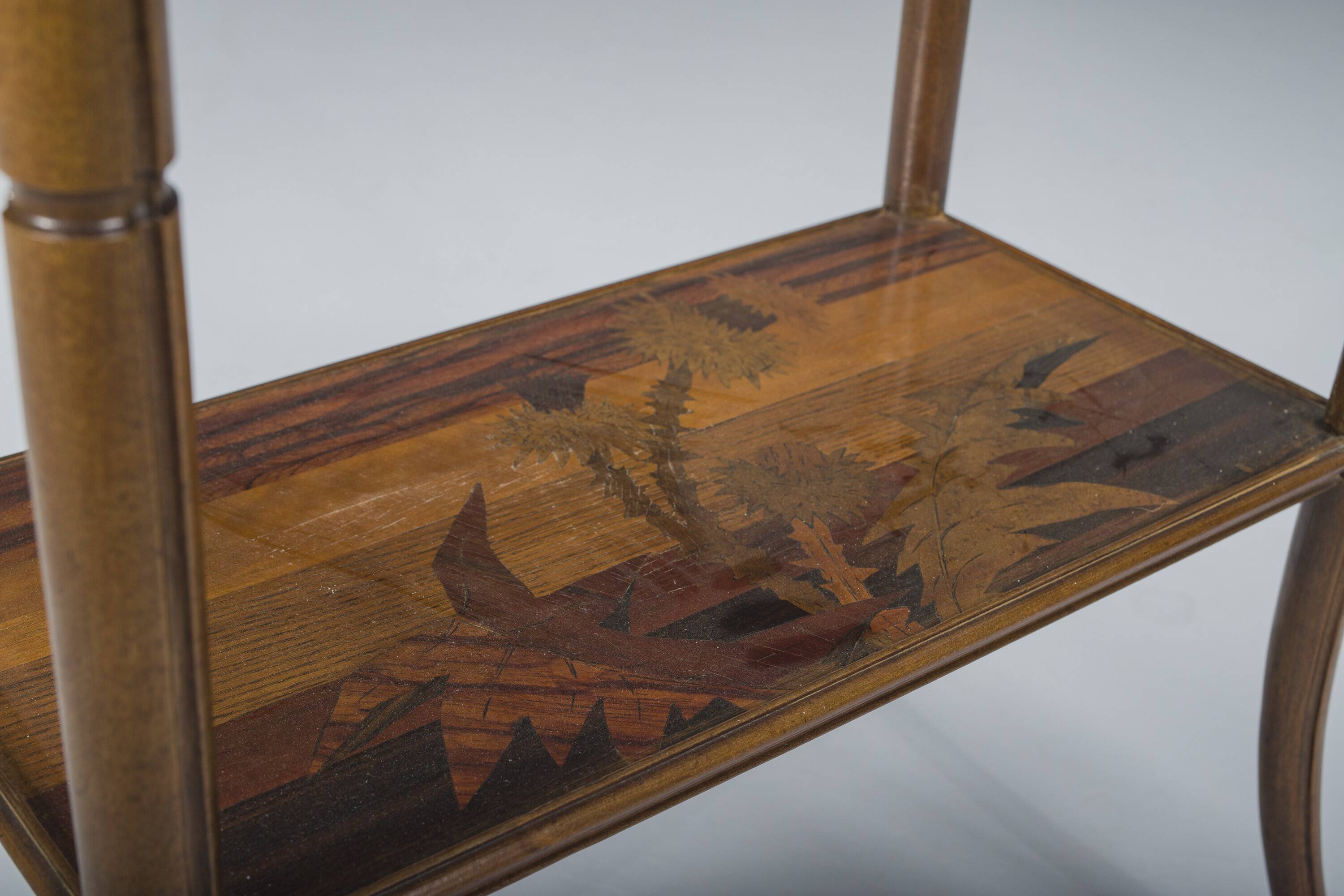 French Art Nouveau Marquetry Table by Emile Galle, 1900s