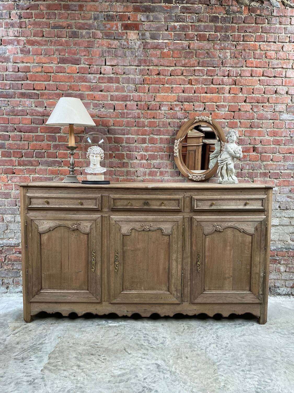 Bleached solid oak sideboard / buffet cabinet – 204 cm