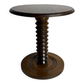 Brutalist Wood Turned Wine Press Side Table, Charles Dudouyt style, 1950s