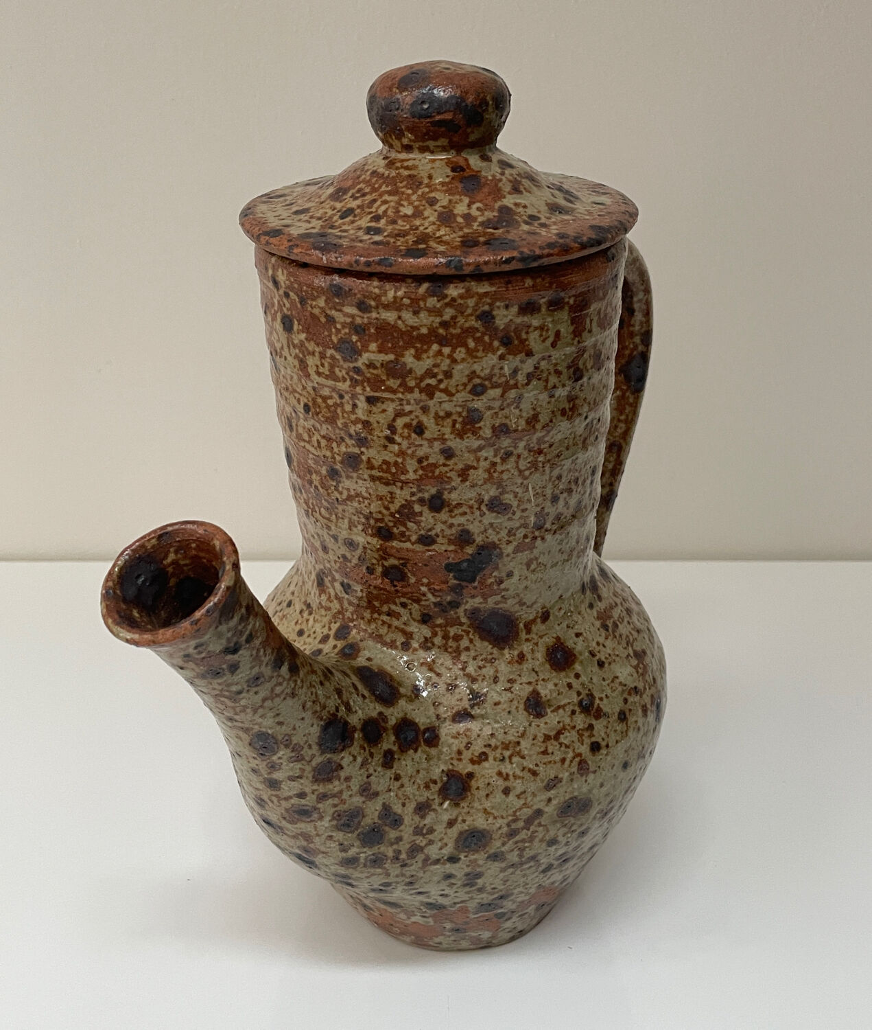 Large pyrite stoneware coffee pot, workshop work, 1970.