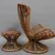 Armchair With bamboo stool covered with a cushion in suede fabrics from 1960s
