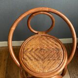 Ensemble coiffeuse et chaise en rotin années 70
