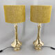 Pair of tall brass table lamps, 1950s, restored