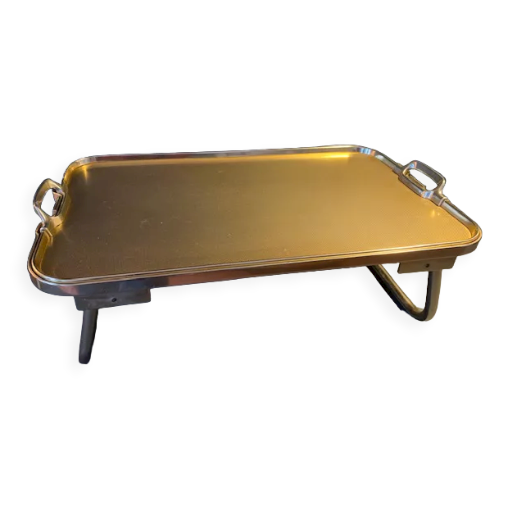 Plateau lit pliant doré vintage Kaymet, 1950