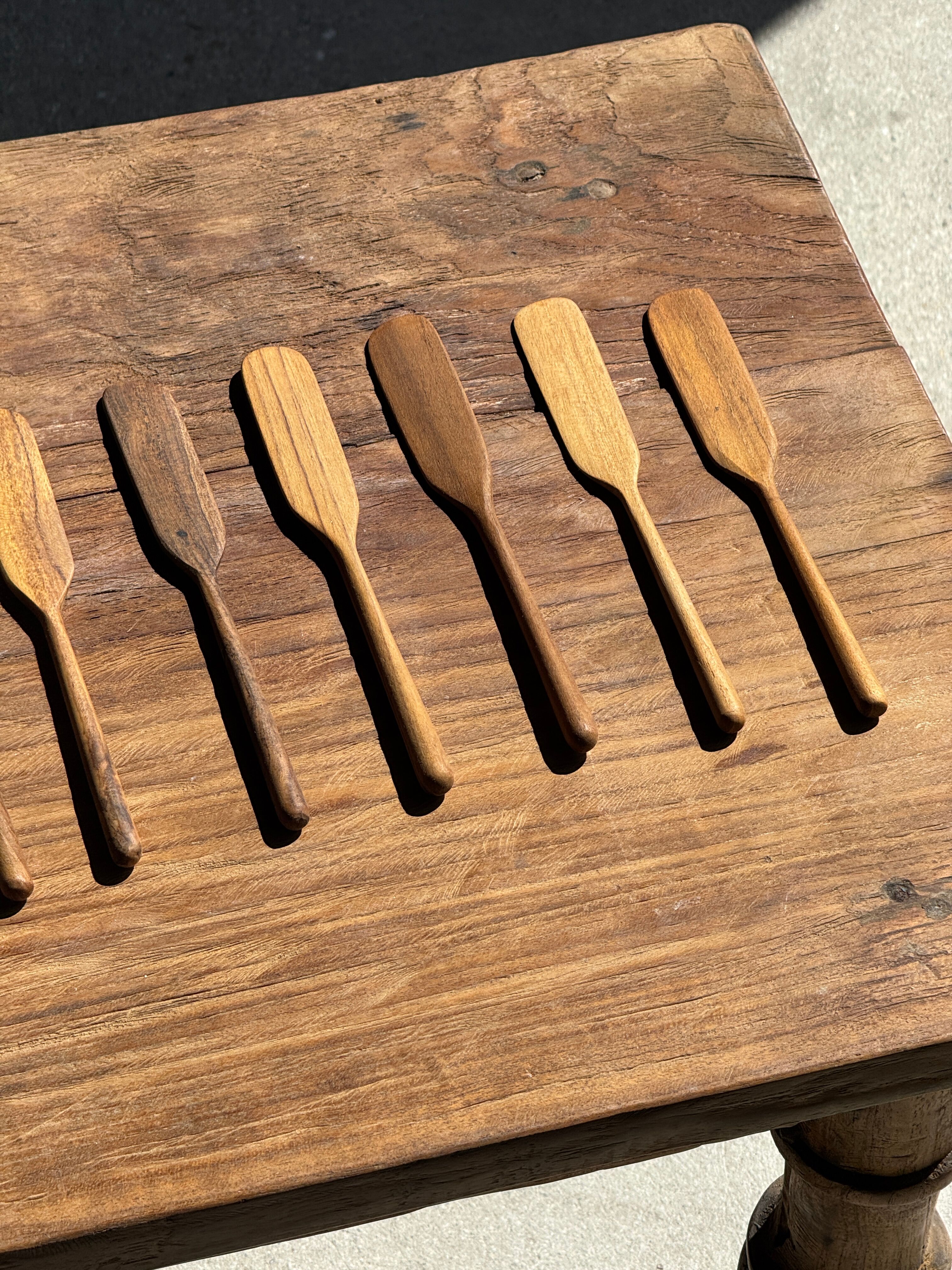 Small spatula, teak spreading knife, Indonesian monoxyle L18 l2.