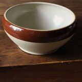 Vintage two-tone glazed stoneware salad bowl Digoin