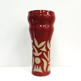 Vase Aquifère Rouge en céramique sgraffitée par le street artist Naïf