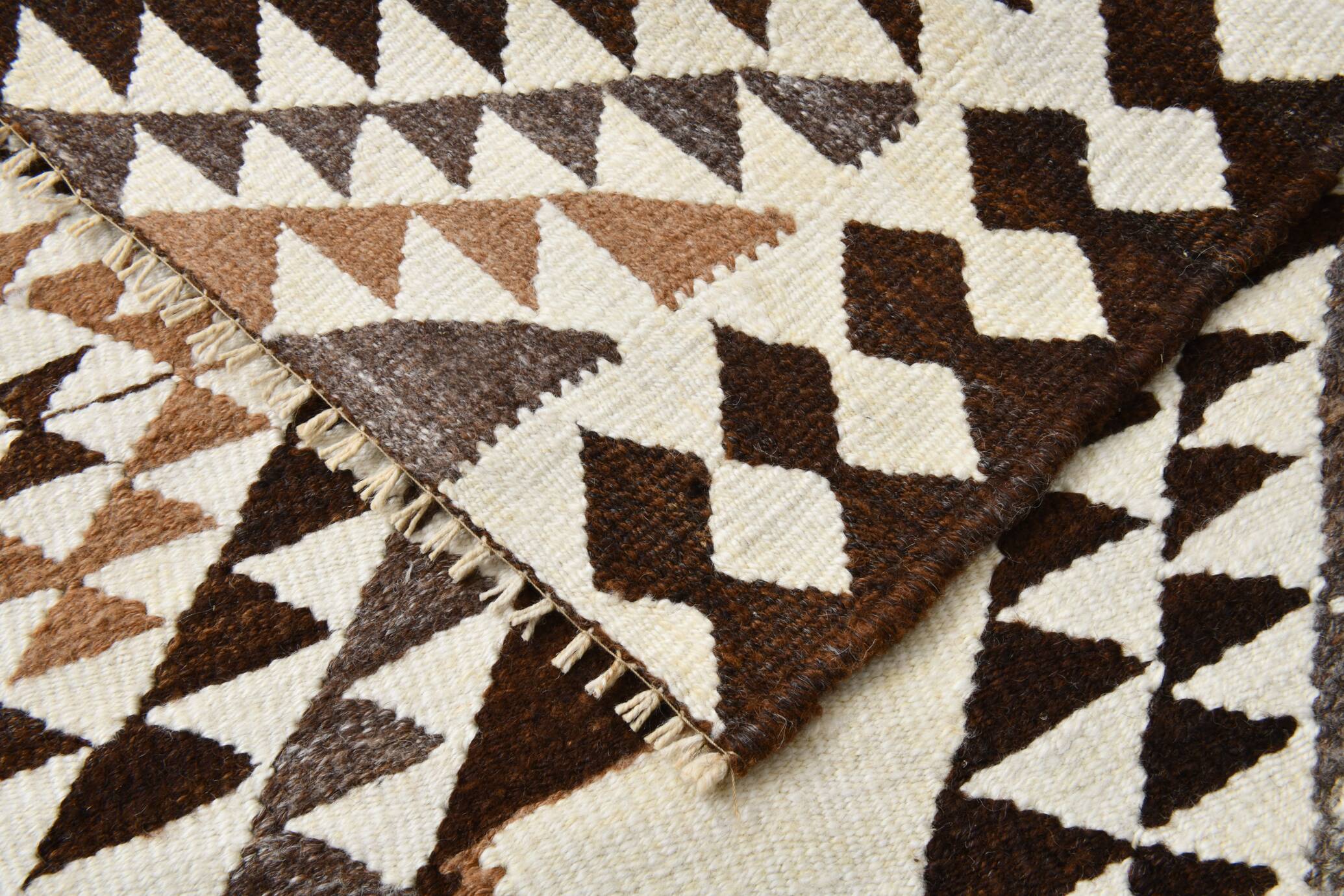 3x10 Brown Beige Persian Kilim Runner Rug, 97x324Cm