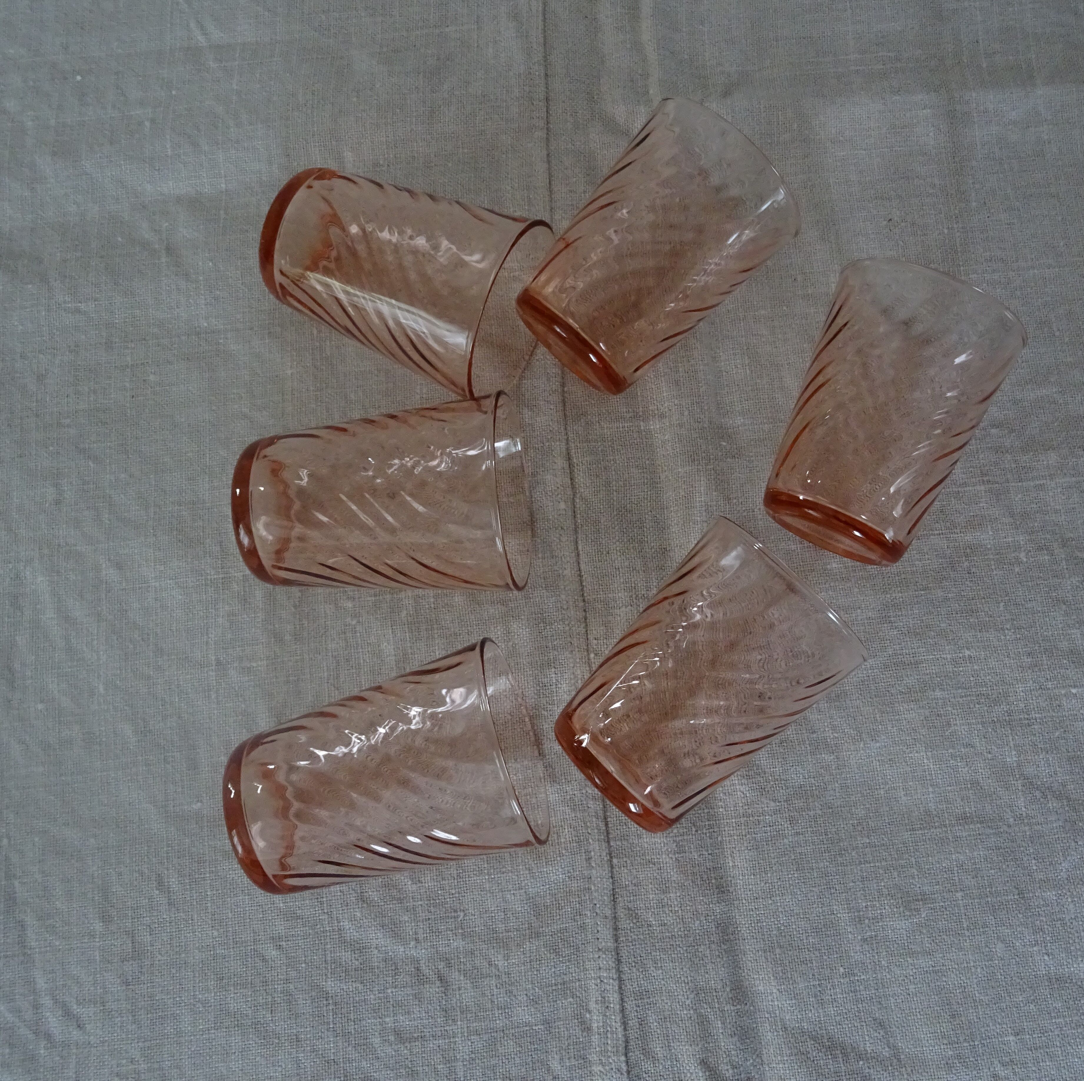 6 verres roses forme gobelet Rosaline Arcoroc Luminarc  vintage