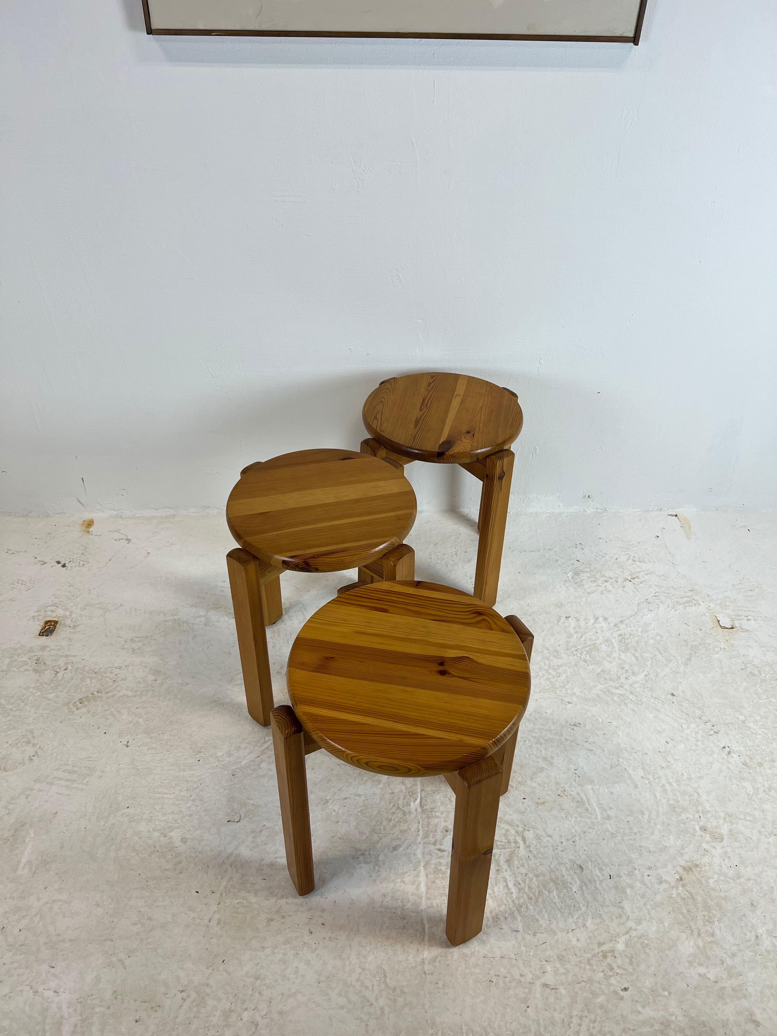 Mid-century stool trio, 1970